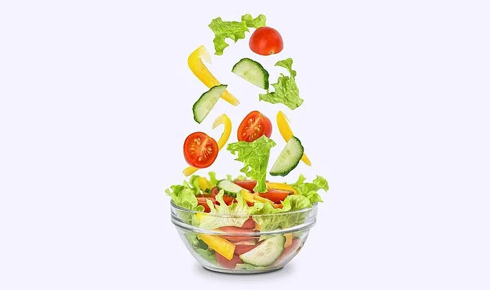 Recipe weighing belt, mixed salad processing